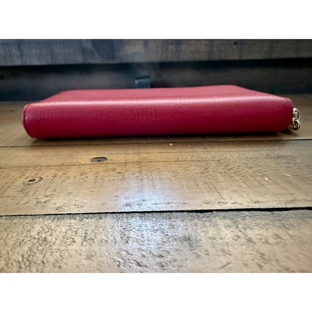 Gucci Soho Wallet Women's Red Leather Zip Around Tassel GG Logo W/COA - Picture 4 of 14